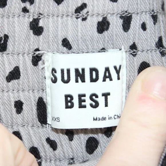 Aritzia Sunday Best Pull On Crop Wide Leg Animal Print Gray Black‎ XXS - Picture 3 of 3